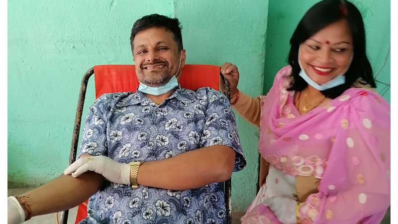 नोबेल साकोस साहित्य संस्थाद्धारा आयोजित आकस्मिक रक्तदान कार्यक्रम सम्पन्न