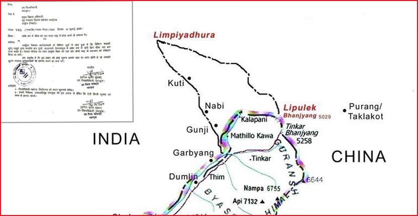 गुन्जी, कालापानी र लिम्पियाधुरामा नेपालीलाई प्रवेश रोक्न भन्दै भारतले नेपाललाई पठायो यस्तो पत्र
