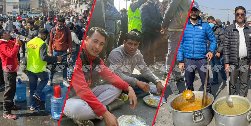 आमहड्ताल सफल पार्न प्रदर्शनकारीले सडकमै बनाए खाना (तस्बिरसहित)