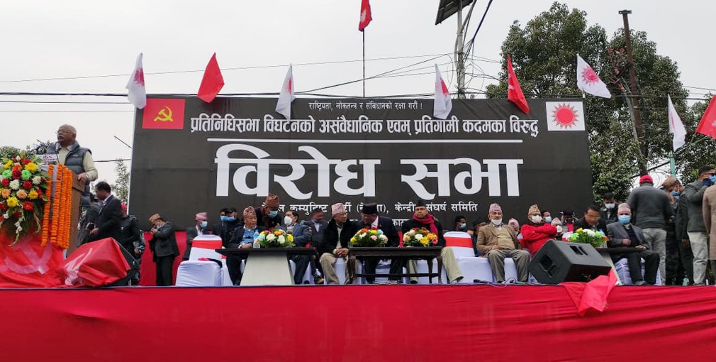 प्रचण्ड–नेपाल समूहको विरोध सभा सुरु (भिडियाे लाइभ)