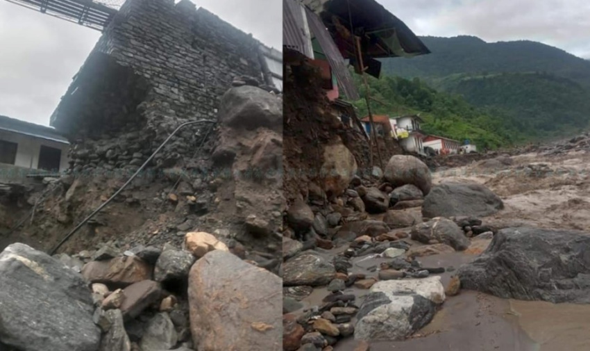 दोर्दी खोलाले हिलेबजारका १४ घर बगायो, ५० घर उच्च जोखिममा