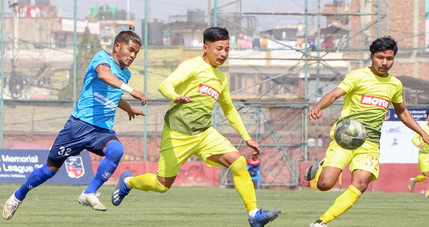 शहीद स्मारक ‘बी’ डिभिजन लिग : नयाँबस्ती ३–२ गोल अन्तर विजयी
