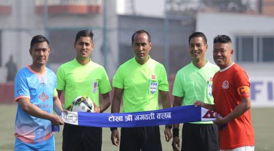 शहीद स्मारक ‘बी’ डिभिजन लिगमा भगवती क्लबको सुखद सुरुआत, झम्सिखेल युथ क्लब ३–१ गोल अन्तरले पराजित