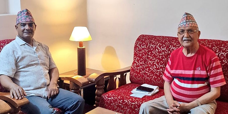 एमाले अध्यक्ष ओली र राप्रपाका महामन्त्री राणाबीच भेट