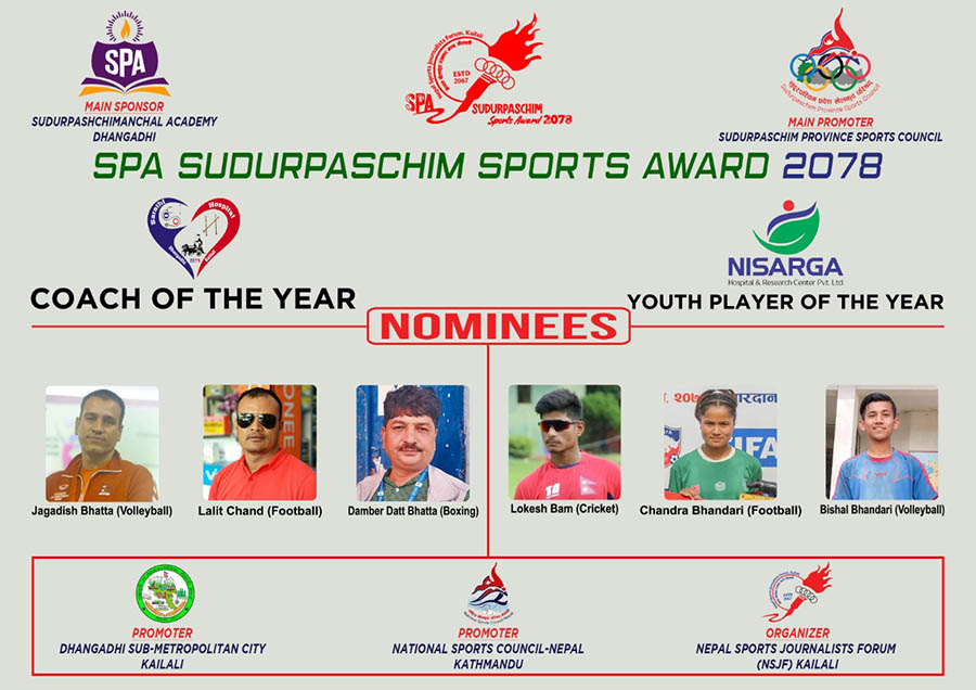 एसपिए सुदूरपश्चिम स्पोर्टस अवार्डमा थप दुई विधाको मनोनयन
