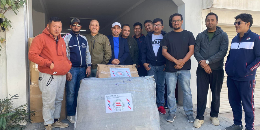जनसम्पर्क समिति बहराइनले पठायो सिरियाका भूकम्प पीडितलाई कम्बल