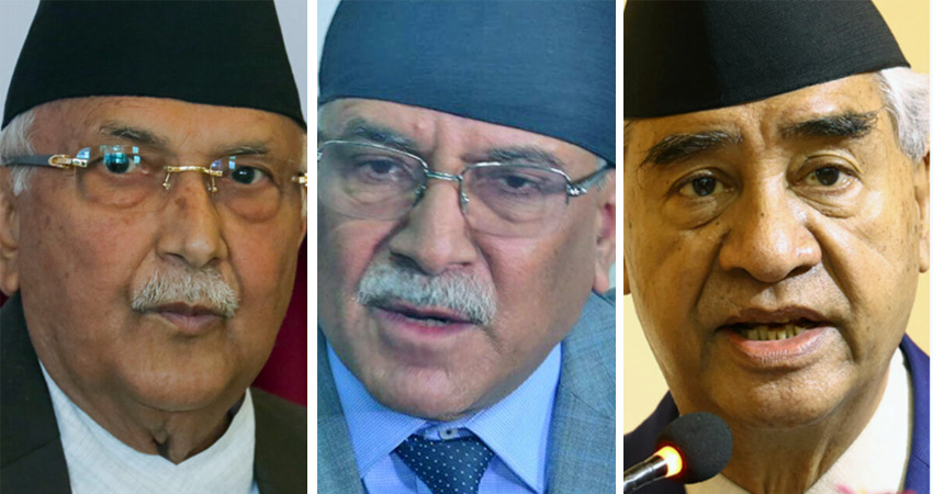 प्रधानमन्त्रीसहित देउवा र प्रचण्ड भेट हुँदै