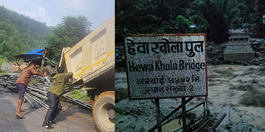 पानीको बहाव थेग्न नसकेपछि ‘डाइभर्सन’ अधुरै हुँदा राजमार्ग ठप्प