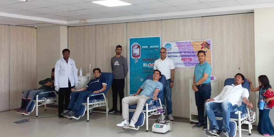 एनआरएनए केन्याको आयोजनामा रक्तदान कार्यक्रम सम्पन्न