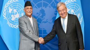 प्रधानमन्त्री ओली र राष्ट्रसङ्घका महासचिव गुटेरेसबीच भेटवार्ता