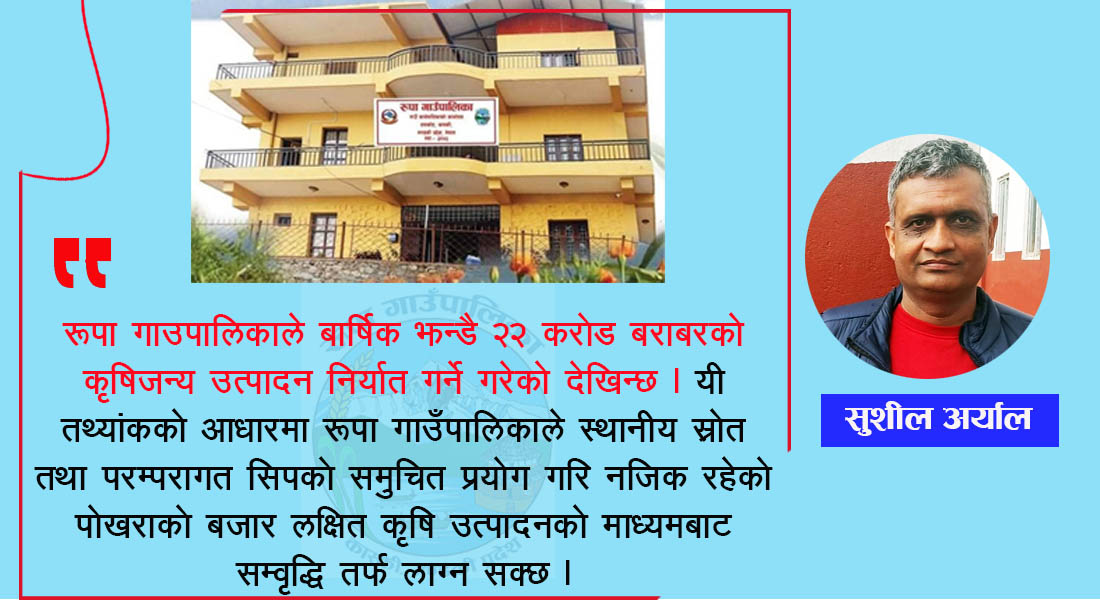 कृषिवाट सम्बृद्धि बन्न सक्छ रुपा गाउँपालिका 