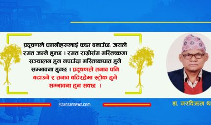 वायु प्रदूषणले हृदयघात, मस्तिष्कघात र क्यान्सरको समेत जोखिम बढ्न् सक्छ