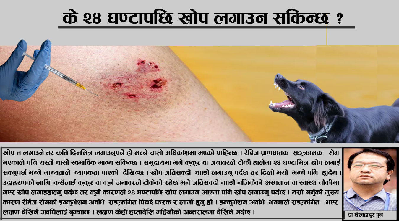के रेबिज खोप चौबिस घण्टाभित्र लगाइसक्नुपर्ने हो ?