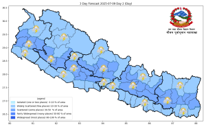 गण्डकी, कर्णाली र सुदूरपश्चिमका केही स्थानमा भारी वर्षा हुने