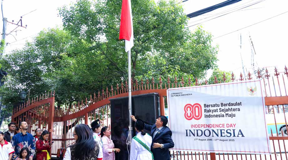 इन्डोनेसियाको ८०औँ स्वतन्त्रता दिवसको अवसरमा काठमाडौँमा झन्डोत्तोलन