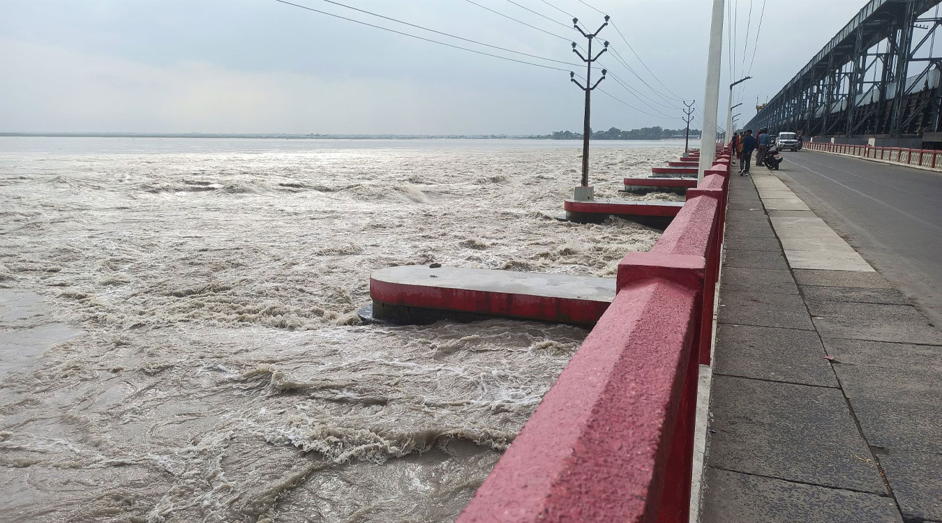 सप्तकोशी नदीमा जलवहाव उच्च, कोशी ब्यारेजका ५० ढोका खोलिए