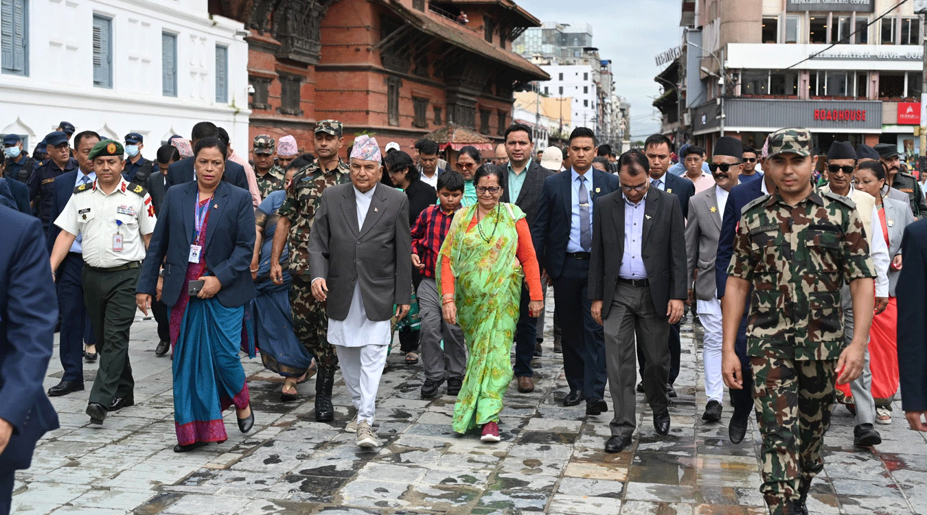 राष्ट्रपति पौडेलद्वारा वसन्तपुर क्षेत्रका सम्पदाको अवलोकन