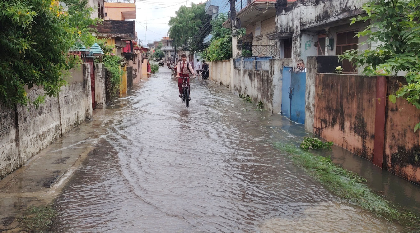 भैरहवामा भारी वर्षाले जनजीवन प्रभावित