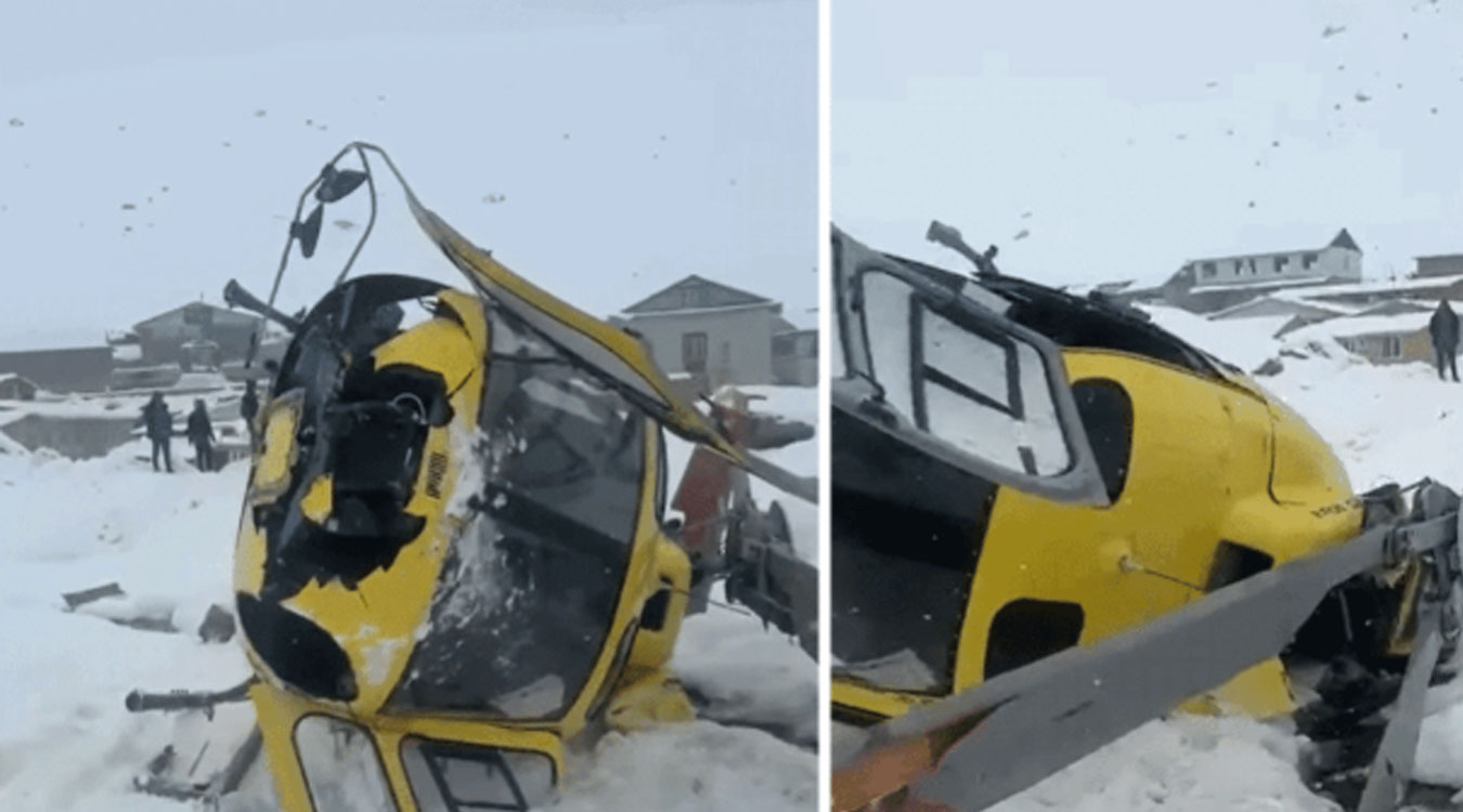 लोबुचे हेलिकप्टर दुर्घटनाः पाइलट सकुशल, पुच्छरको भागमा क्षति