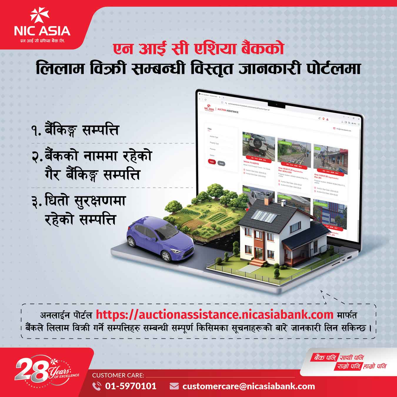 एनआईसी एशिया बैंकको सम्पत्ति लिलाम बिक्री सम्बन्धी जानकारी पोर्टलमा