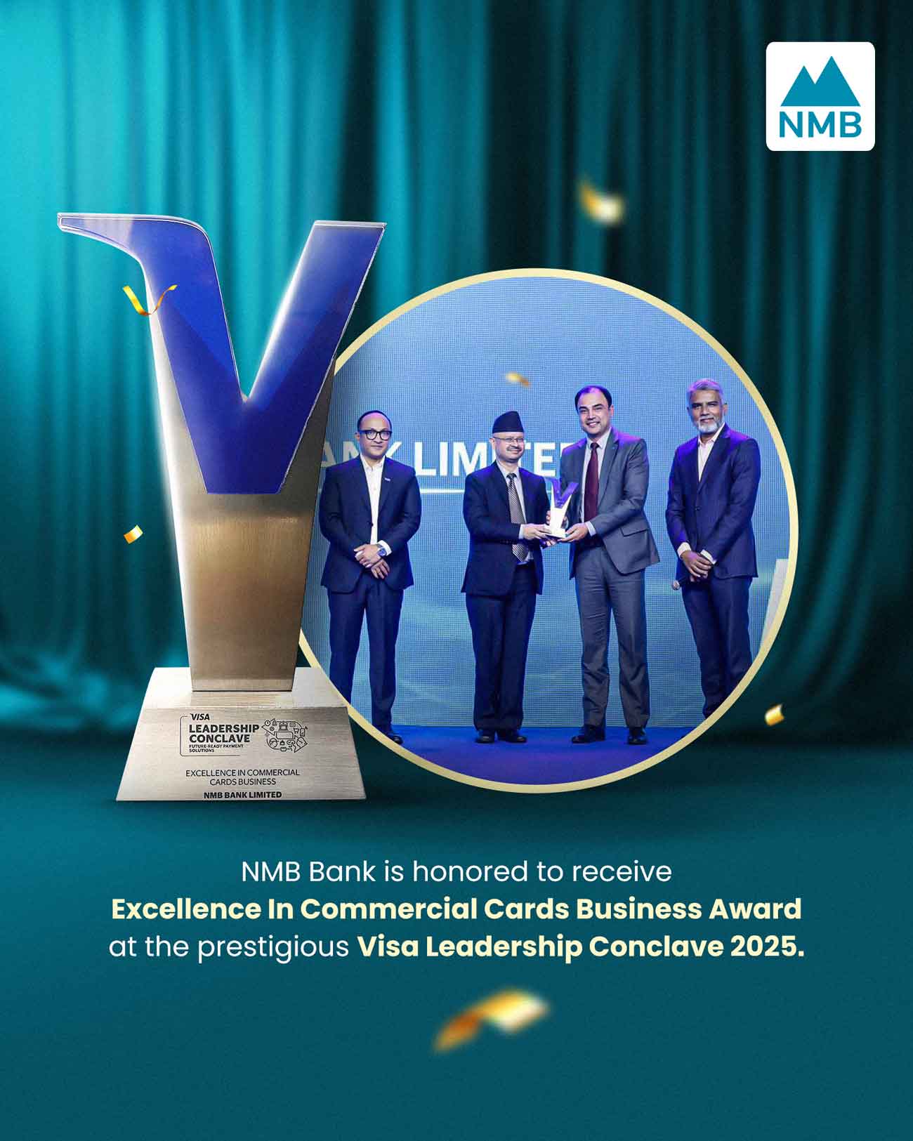 एनएमबि बैंकलाई भिसा इन्टरनेशनलद्वारा Excellence in Commercial Cards Business अवार्ड