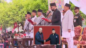 बालेनको शपथमा पूर्वप्रधानमन्त्रीहरूको जमघट, ओली–देउवा अनुपस्थित