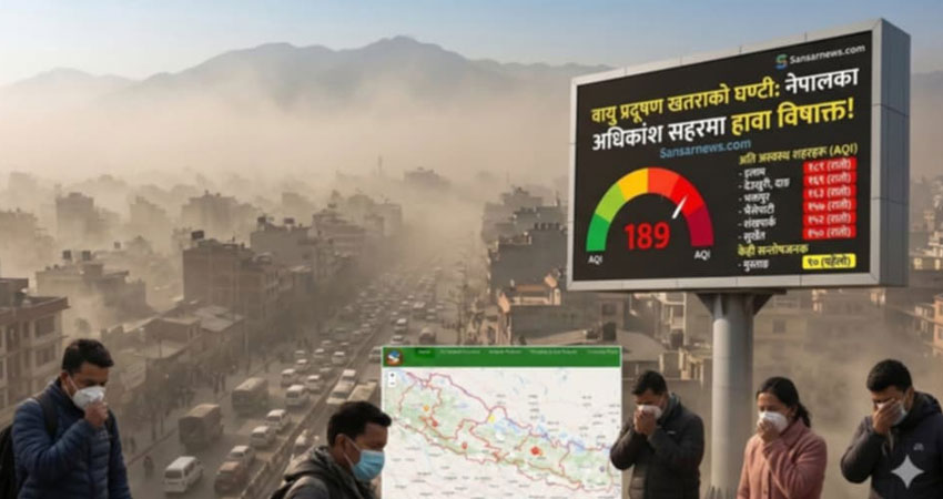 प्रदूषणको चपेटामा मुलुकः इलाम र काठमाडौँको वायु ‘अति अस्वस्थ’
