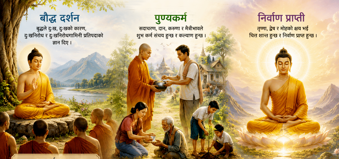 बौद्ध दर्शन, पुण्यकर्म र निर्वाण प्राप्ती