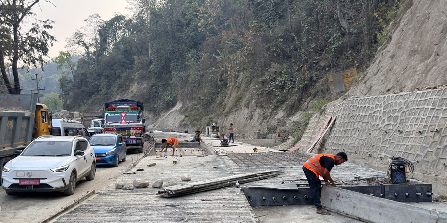 नारायणगढ–बुटवल सडकखण्ड, दाउन्नेमा एकतर्फी ढलानको काम सकियो