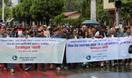 विश्व प्रेस स्वतन्त्रता दिवसः पत्रकार महासङ्घको ऐक्यबद्धता पदयात्रा
