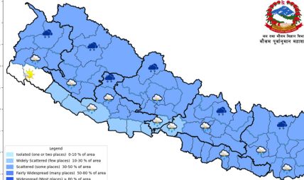 पश्चिमी न्यून चापीय रेखाको प्रभावः देशका विभिन्न भागमा वर्षा हुने पश्चिमी न्यून चापीय रेखाको प्रभावः देशका विभिन्न भागमा वर्षा हुने