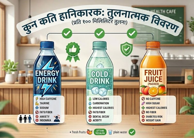 इनर्जी ड्रिङस, कोल्ड ड्रिङस र जूस मध्ये कुन पिउनु स्वास्थाको लागि उपयुक्त ? इनर्जी ड्रिङस, कोल्ड ड्रिङस र जूस मध्ये कुन पिउनु स्वास्थाको लागि उपयुक्त ?