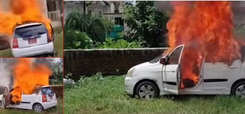 जलेको कारबाट शव निकालियो