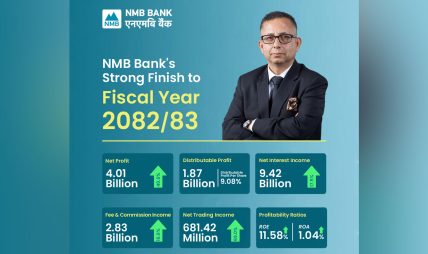 एनएमबि बैंकको ऐतिहासिक उपलब्धि : खुद नाफा पहिलोपटक ४ अर्ब रुपैयाँ नाघ्यो