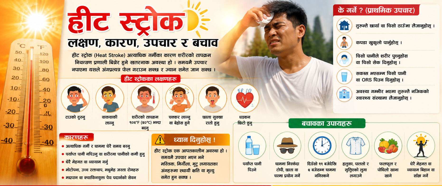 उच्च गर्मीमा हीट स्ट्रोकको जोखिम, कसरी जोगिने ?